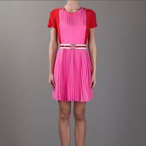 Juicy Couture pink & red pleated silk dress 💕